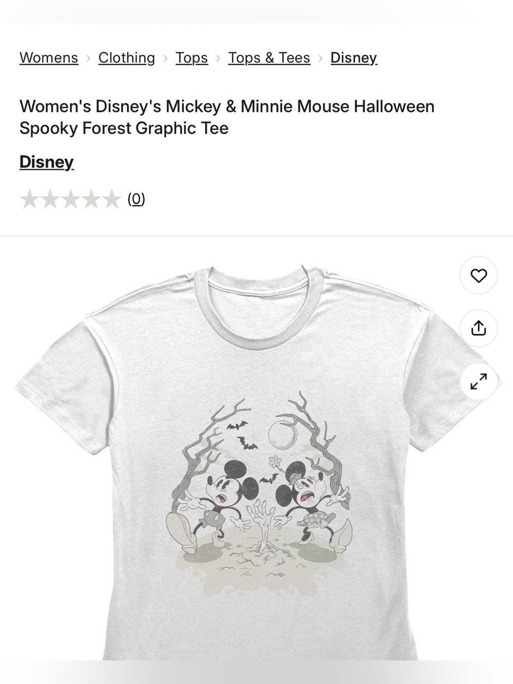 #3279**Disney White Mickey & Minnie Halloween Graphic Tee
